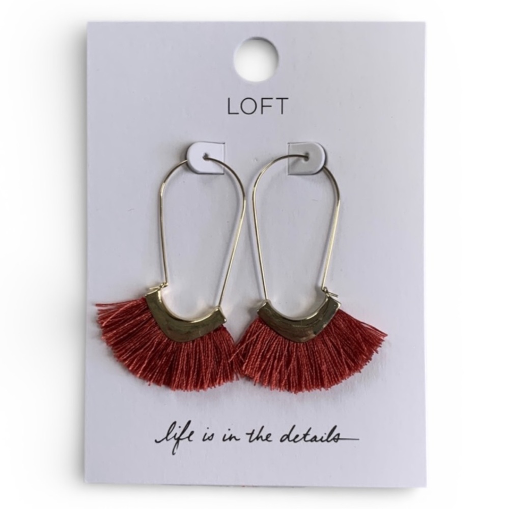 LOFT Boho Fringe Fan Drop Pierced Earrings